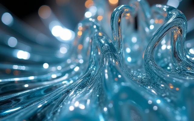 Nahaufnahme einer filigranen, maßgefertigten Glasskulptur, die Licht reflektiert, im Alpenglas Studio.