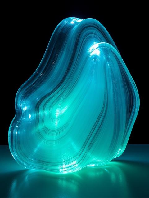 Geschmolzene Glas Skulptur 'Fließende Zeit'