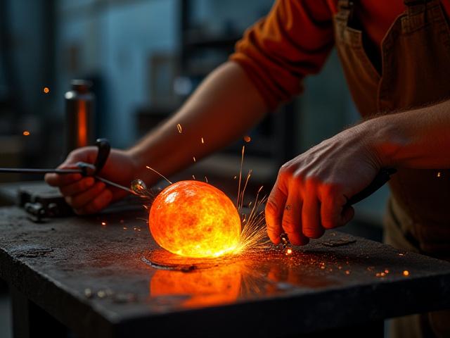 Glaskünstler bei der Arbeit, Kollaboration