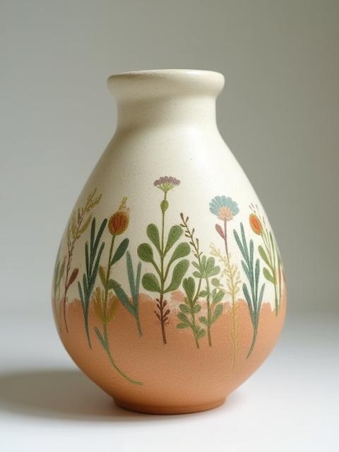 Handgemachte Keramikvase 'Alpenflora'